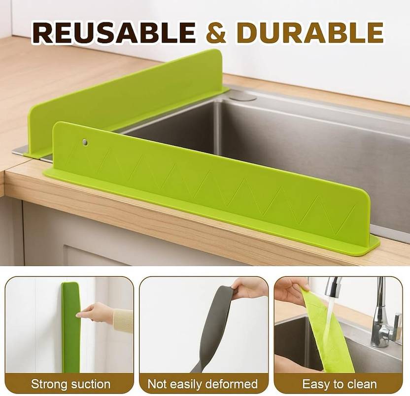 Anti-Splash Sink Splash Guard with Flexible Silicone Design – Water Stopper for Kitchen & Bathroom Sinks