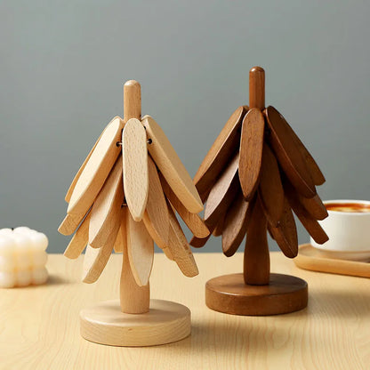Heat Resistant Wooden Tree-Shaped Trivets
