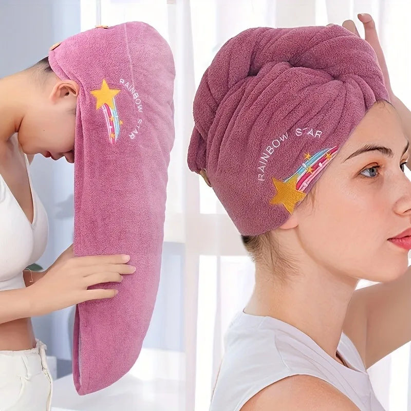 1PC Microfiber Hair Drying Cap – Quick-Dry Coral Fleece Towel Turban, Soft Shower Bandana Cap for Women & Men