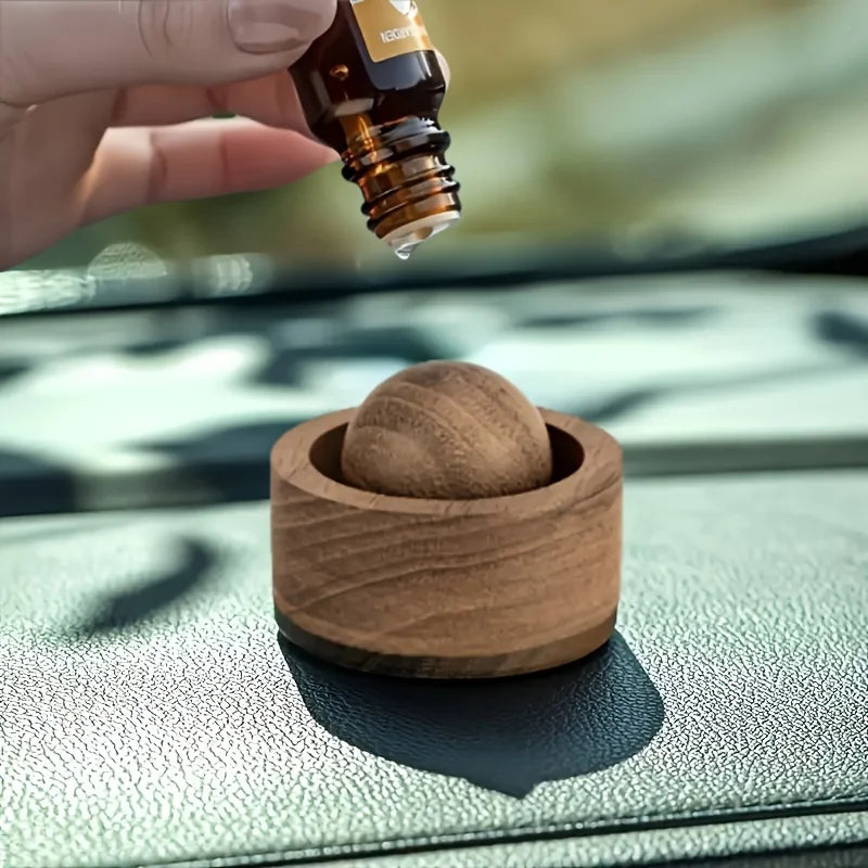 Wooden Essential Oil Diffuser - Mini Cute Natural Fragrance Diffuser for Car, Bedroom & Bathroom