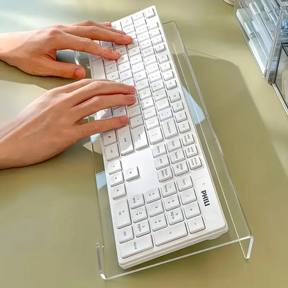 Minimalist Acrylic Keyboard Riser - Ergonomic Desk Lift for Clean Workspace.