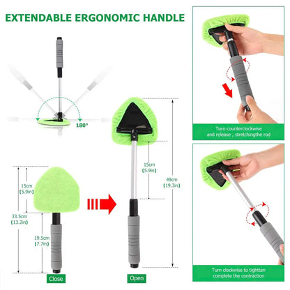 Telescopic Car Window Windshield Cleaning Brush Set Microfiber Window Glass Cleaner Car Window Cleaner Scraping Mist Eliminator
