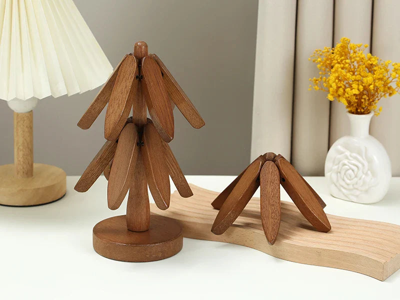 Heat Resistant Wooden Tree-Shaped Trivets