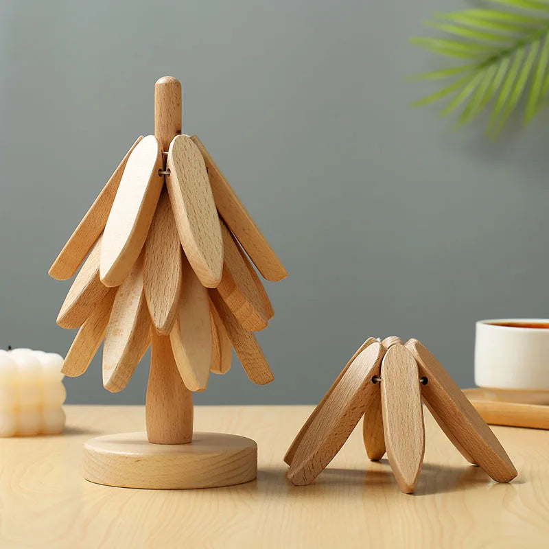 Heat Resistant Wooden Tree-Shaped Trivets