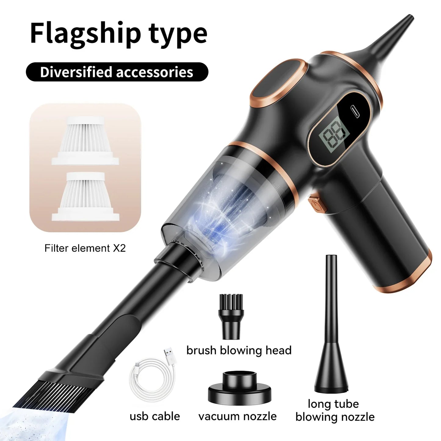 ABS Wireless Car Vacuum Cleaner Handheld HEPA Dust Filter