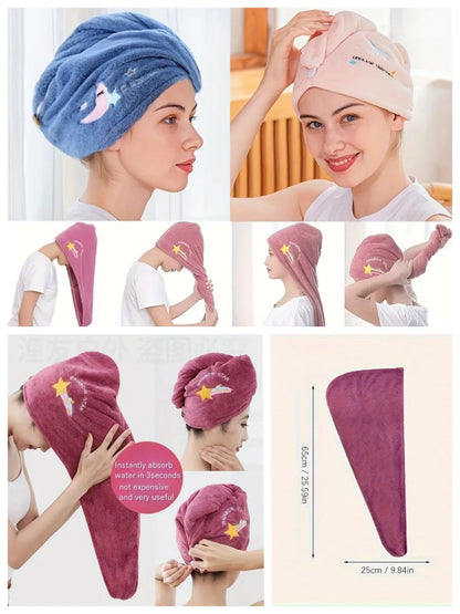 1PC Microfiber Hair Drying Cap – Quick-Dry Coral Fleece Towel Turban, Soft Shower Bandana Cap for Women & Men