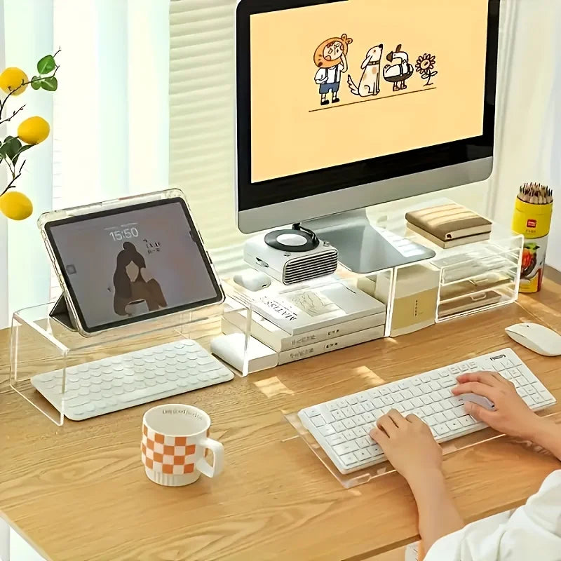 Minimalist Acrylic Keyboard Riser - Ergonomic Desk Lift for Clean Workspace.