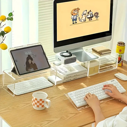 Minimalist Acrylic Keyboard Riser - Ergonomic Desk Lift for Clean Workspace.